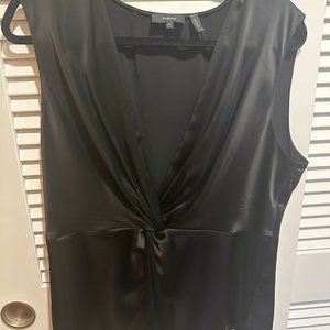 Theory satin sleeveless twist top